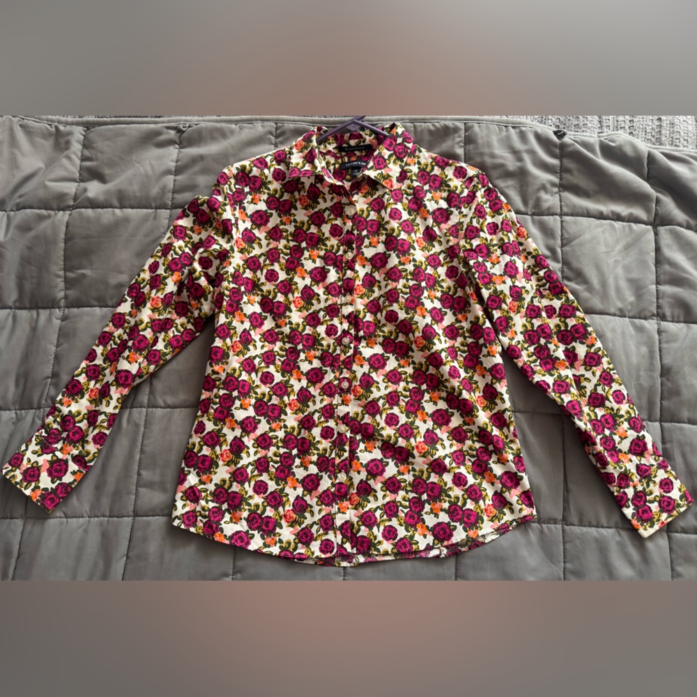Lands' End Rose Print Blouse